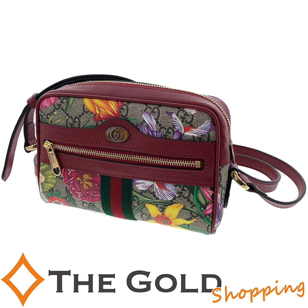 Gucci Ophidia GG Flora Flower Bag Floral Flower Crossbody Bag Leather Red